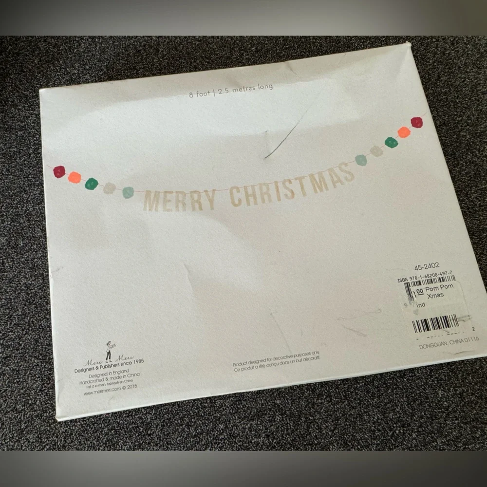 NIB Meri Meri 8 Ft Merry Christmas Garland